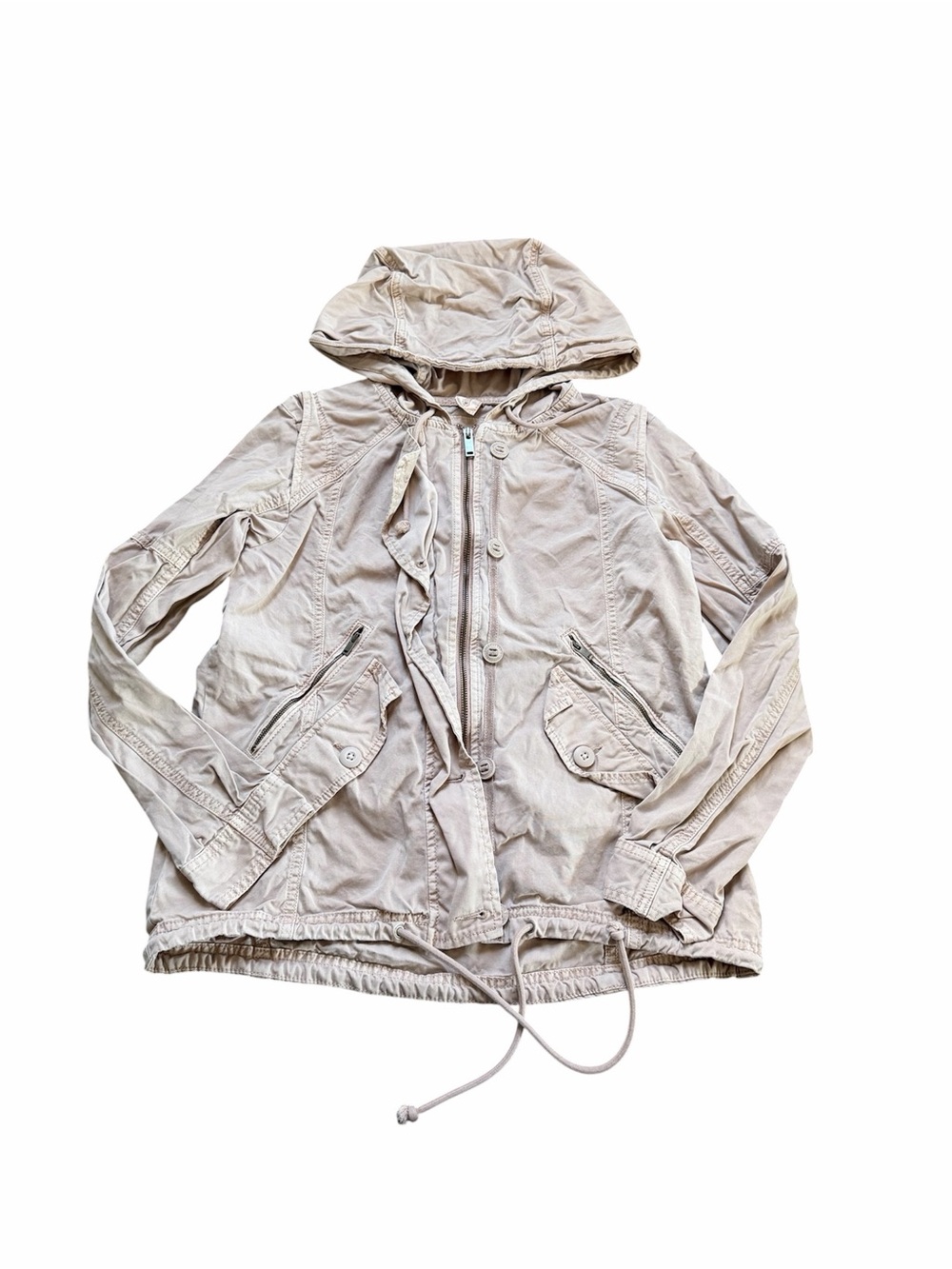 American Eagle Outfitters Light Beige Hooded Utility Jacket XS